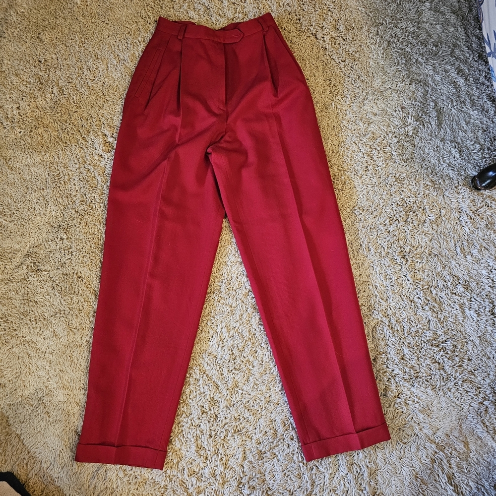 Red Wool Trousers By Austin Reed